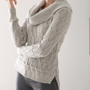 White House Black Market Cowl Neck Shimmer Biscotti Lunar Sweater